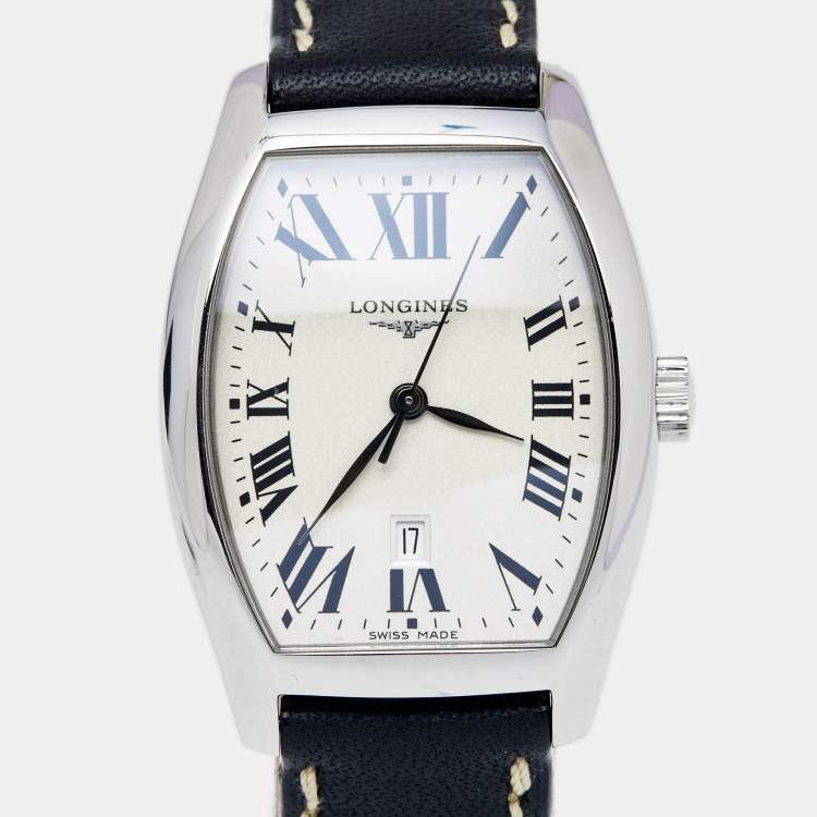Pre Owned Longines Silver Stainless Steel Leather Evidenza L2.155.4 Women's Wristwatch 26 mm