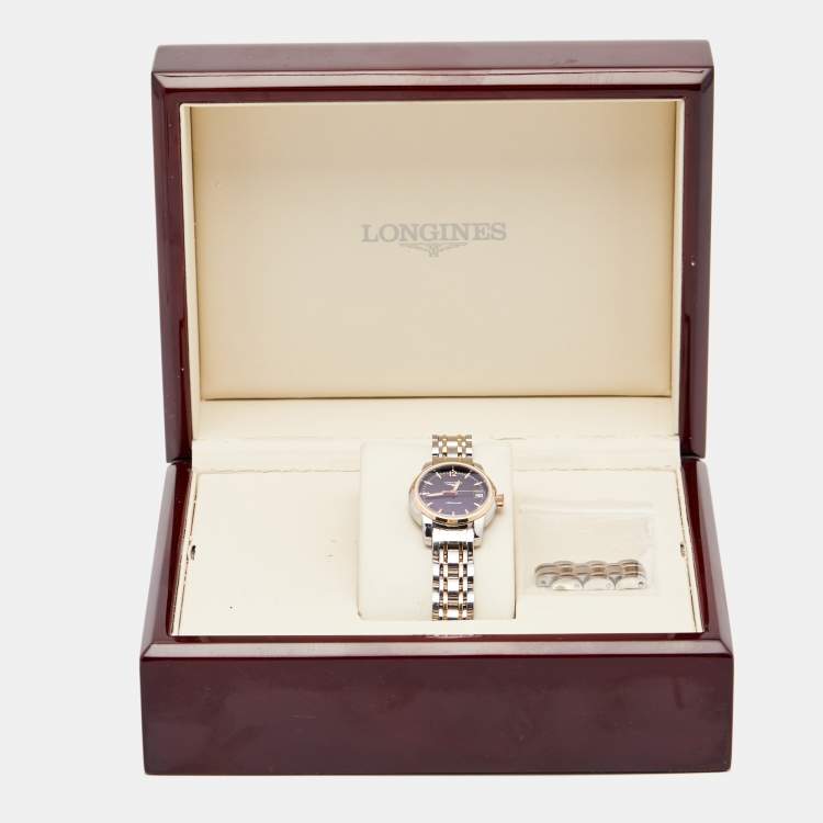 مملوكة مسبقًا Longines Black 18k Rose Gold Stainless Steel Saint Imier L2.263.5.52.7 Women's Wristwatch 26 mm