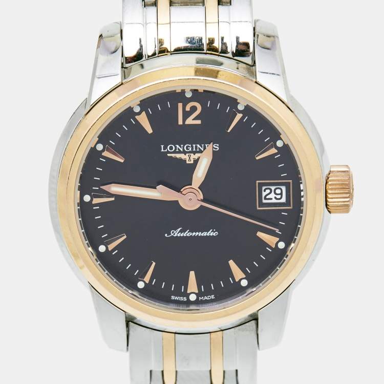 مملوكة مسبقًا Longines Black 18k Rose Gold Stainless Steel Saint Imier L2.263.5.52.7 Women's Wristwatch 26 mm