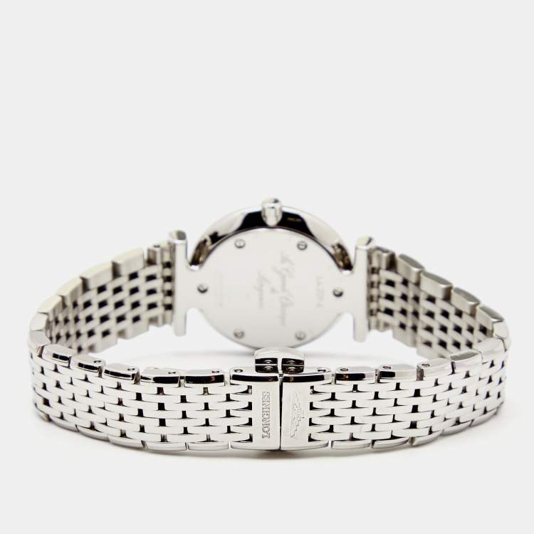 مملوكة مسبقًا Longines Black Stainless Steel Diamond La Grande Classique L4.209.4.58.6 Women's Wristwatch 24.50 mm