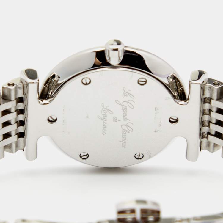 مملوكة مسبقًا Longines Black Stainless Steel Diamond La Grande Classique L4.209.4.58.6 Women's Wristwatch 24.50 mm