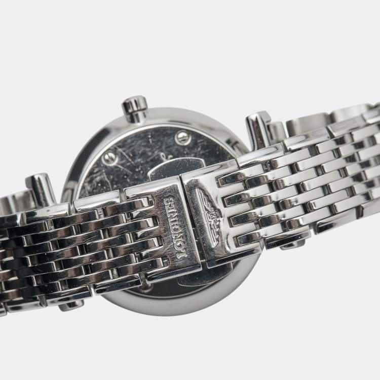 مملوكة مسبقًا Longines Black Stainless Steel Diamond La Grande Classique L4.209.4.58.6 Women's Wristwatch 24.50 mm