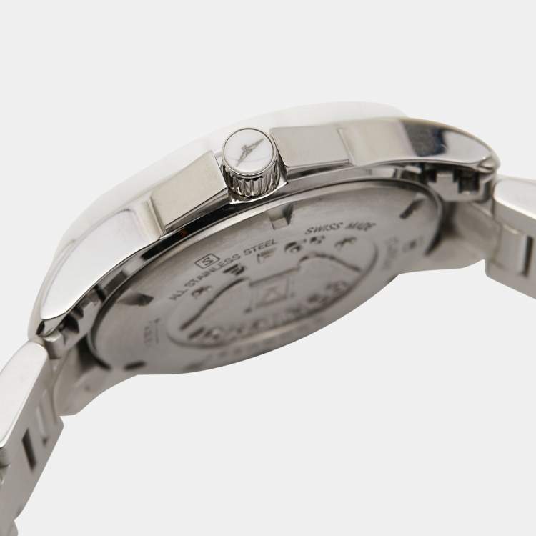 Pre Owned Longines White Ceramic Stainless Steel L3.257.4.87.6 Women's Wristwatch 29.5 mm
