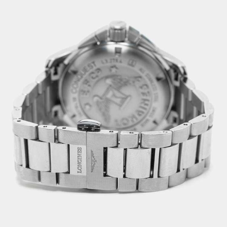 Pre Owned Longines Silver Stainless Steel Conquest L3.279.4.76.6 Unisex Wristwatch 35 mm