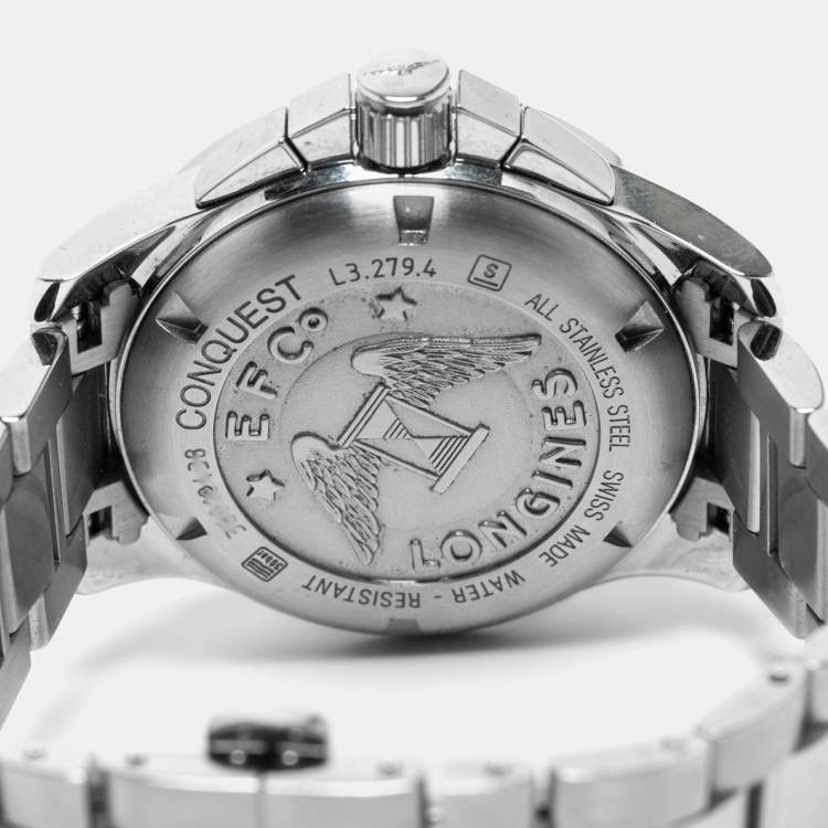 Pre Owned Longines Silver Stainless Steel Conquest L3.279.4.76.6 Unisex Wristwatch 35 mm