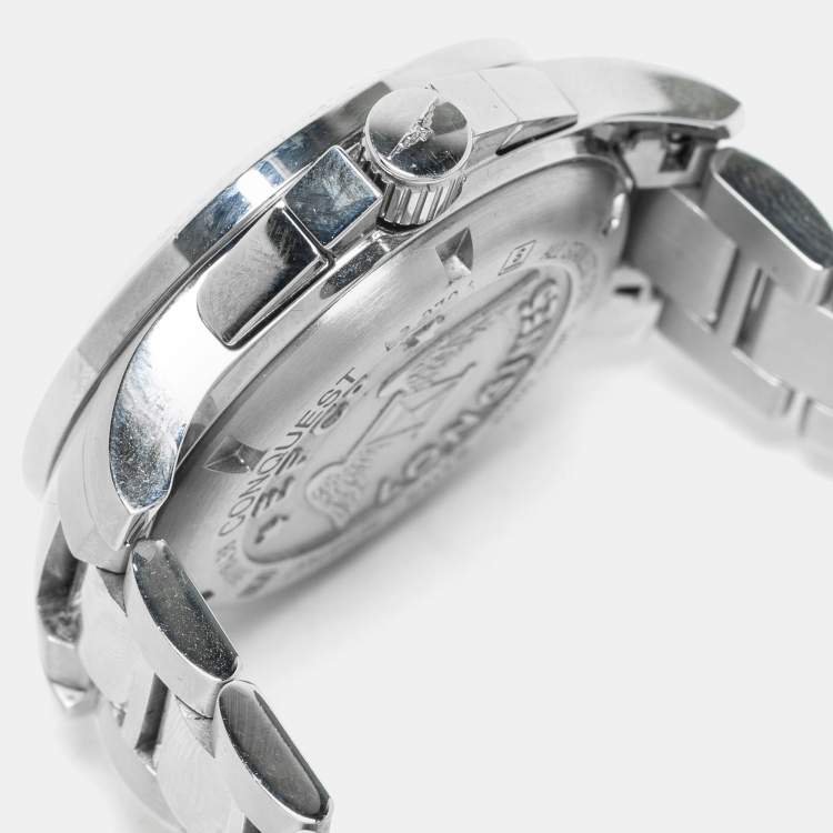 Pre Owned Longines Silver Stainless Steel Conquest L3.279.4.76.6 Unisex Wristwatch 35 mm