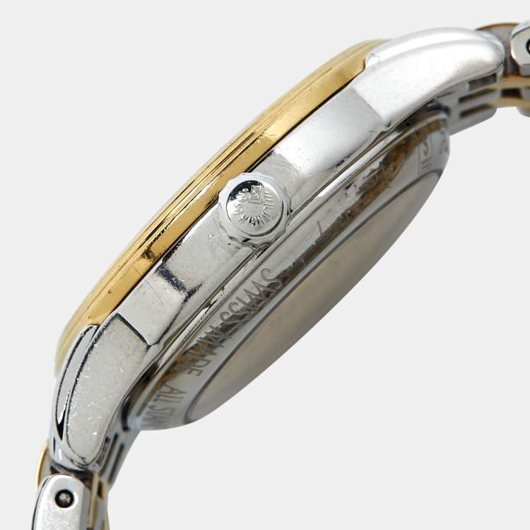 Pre Owned Longines White Two Tone Stainless Steel Flagship L42743217 Women's Wristwatch 26 mm 