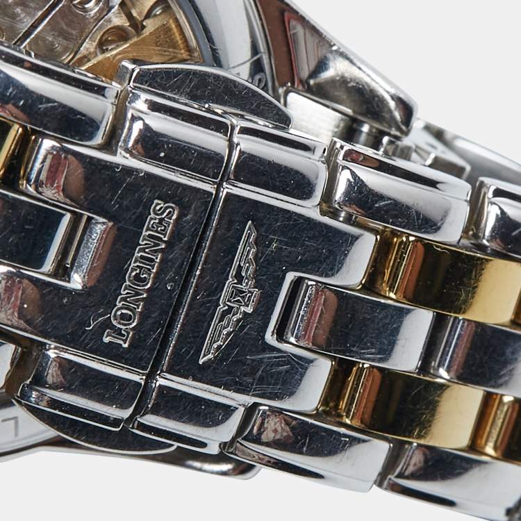 Pre Owned Longines White Two Tone Stainless Steel Flagship L42743217 Women's Wristwatch 26 mm 