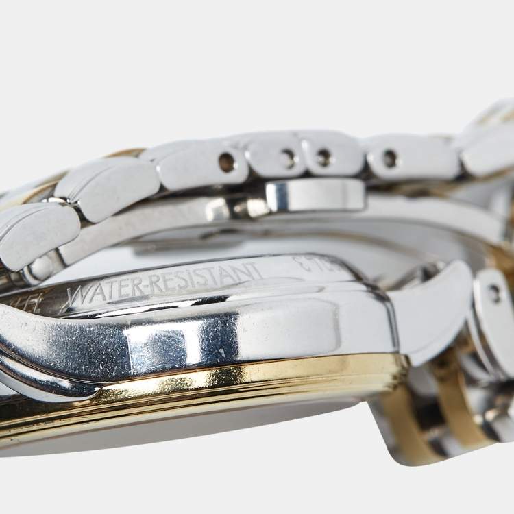 Pre Owned Longines White Two Tone Stainless Steel Flagship L42743217 Women's Wristwatch 26 mm 