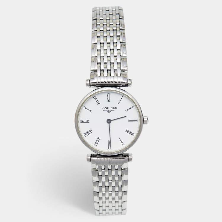 Pre Owned Longines White Stainless Steel La Grande Classique De Longines L4.209.4.11.6 Women's Wristwatch 24 mm