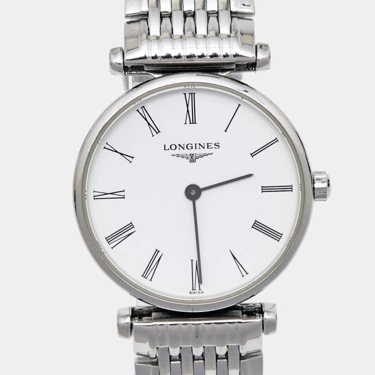 Pre Owned Longines White Stainless Steel La Grande Classique De Longines L4.209.4.11.6 Women's Wristwatch 24 mm