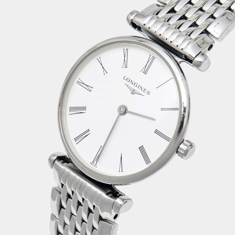 Pre Owned Longines White Stainless Steel La Grande Classique De Longines L4.209.4.11.6 Women's Wristwatch 24 mm