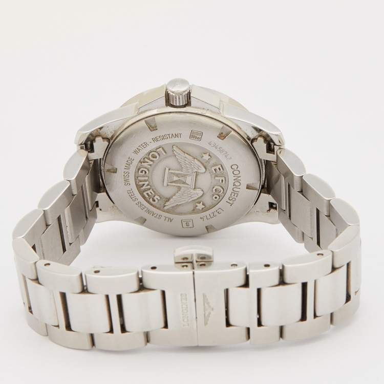 Pre Owned Longines Silver Stainless Steel Conquest L3.277.4.76.6 Women's Wristwatch 29 mm