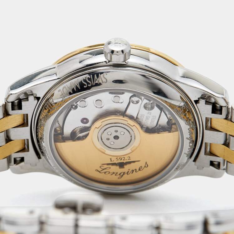 Pre Owned Longines White Two-Tone Stainless Steel Flagship L4.274.3 Women's Wristwatch 26 mm