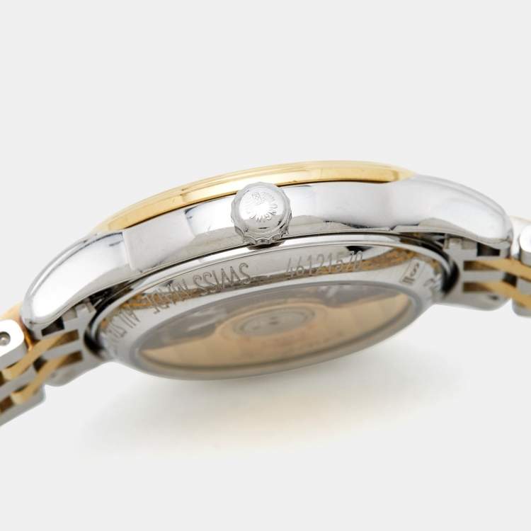 Pre Owned Longines White Two-Tone Stainless Steel Flagship L4.274.3 Women's Wristwatch 26 mm