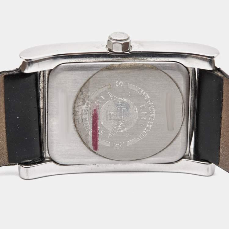 Pre Owned Longines Black Stainless Steel Diamond Leather Dolce Vita L5.502.0.51.2 Women's Wristwatch 22.5 mm 
