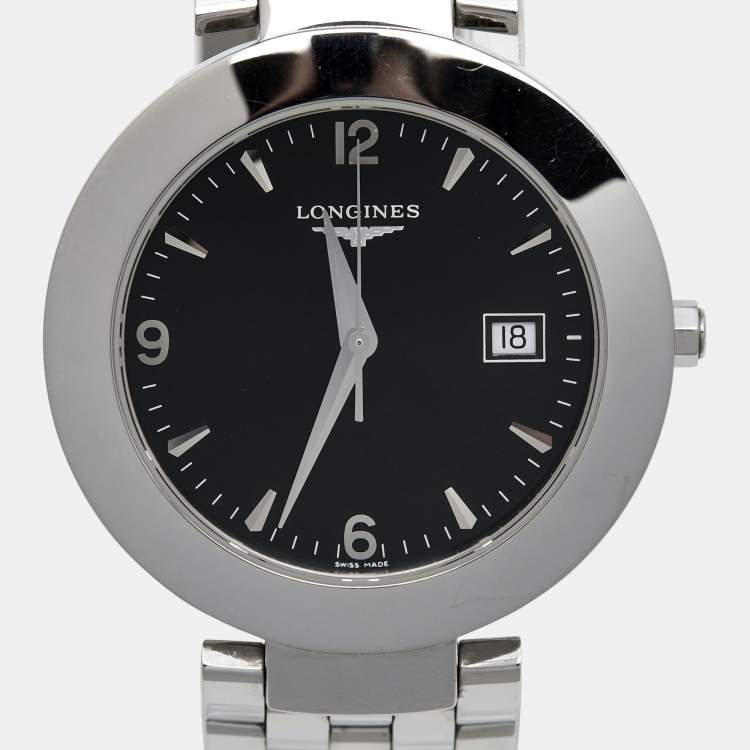 Pre Owned Longines Black Stainless Steel DolceVita L5.675.4.56.6 Men's Wristwatch 37 mm