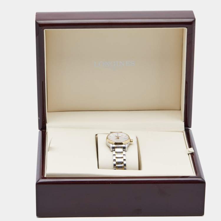 Pre Owned Longines Silver 18K Yellow Gold Stainless Steel Diamond Master Collection L2.128.5.77.7 Women's Wristwatch 25.50 mm