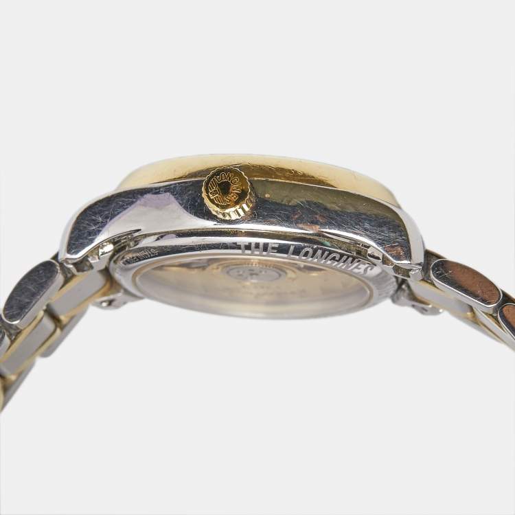 Pre Owned Longines Silver 18K Yellow Gold Stainless Steel Diamond Master Collection L2.128.5.77.7 Women's Wristwatch 25.50 mm