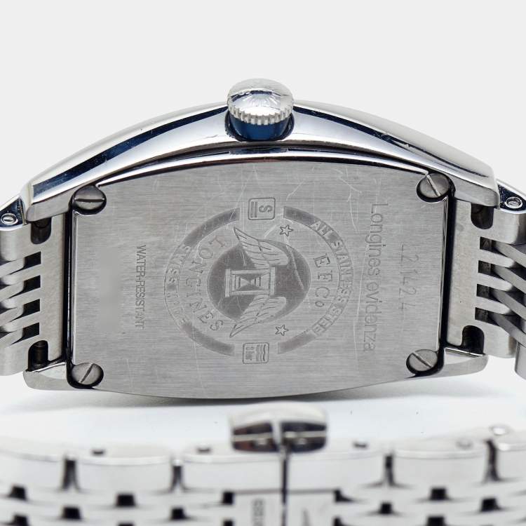 Pre Owned Longines Opaline White Guilloche Stainless Steel Evidenza L2.142.4.73.6  Women's Wristwatch 30 mm