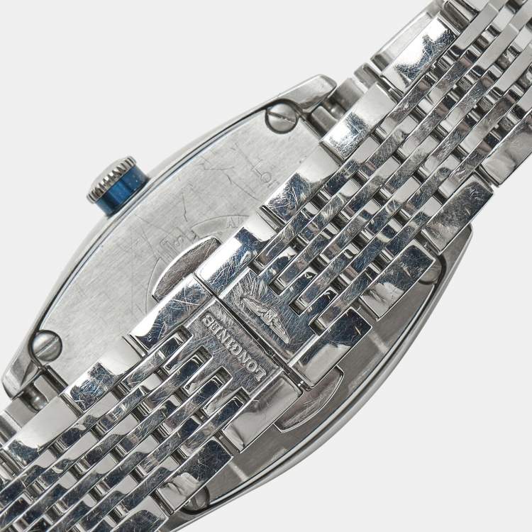 Pre Owned Longines Opaline White Guilloche Stainless Steel Evidenza L2.142.4.73.6  Women's Wristwatch 30 mm