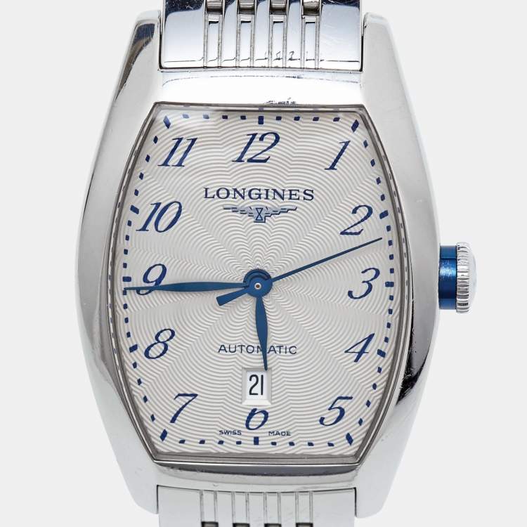 Pre Owned Longines Opaline White Guilloche Stainless Steel Evidenza L2.142.4.73.6  Women's Wristwatch 30 mm