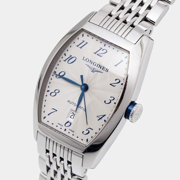 Pre Owned Longines Opaline White Guilloche Stainless Steel Evidenza L2.142.4.73.6  Women's Wristwatch 30 mm
