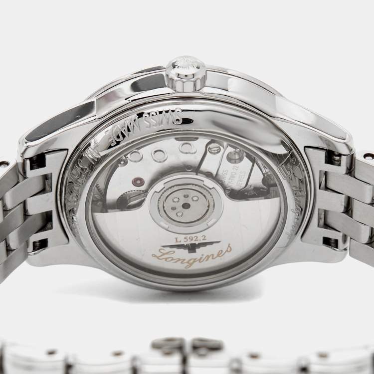 Pre Owned Longines White Stainless Steel Diamond Flagship L4.274.4.27.6 Women's Wristwatch 26 mm