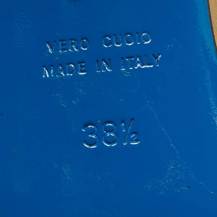 Pre Owned Loriblu Gold Leather Crystal Embellished Ankle Strap Sandals Size 38.5