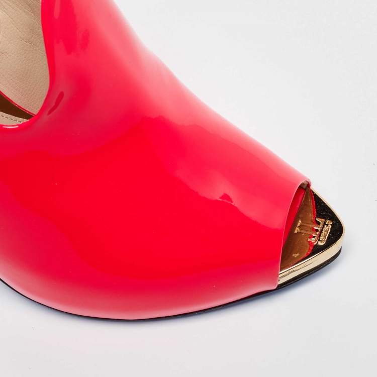 Pre Owned Loriblu Pink Patent Leather Zip Booties Size 37