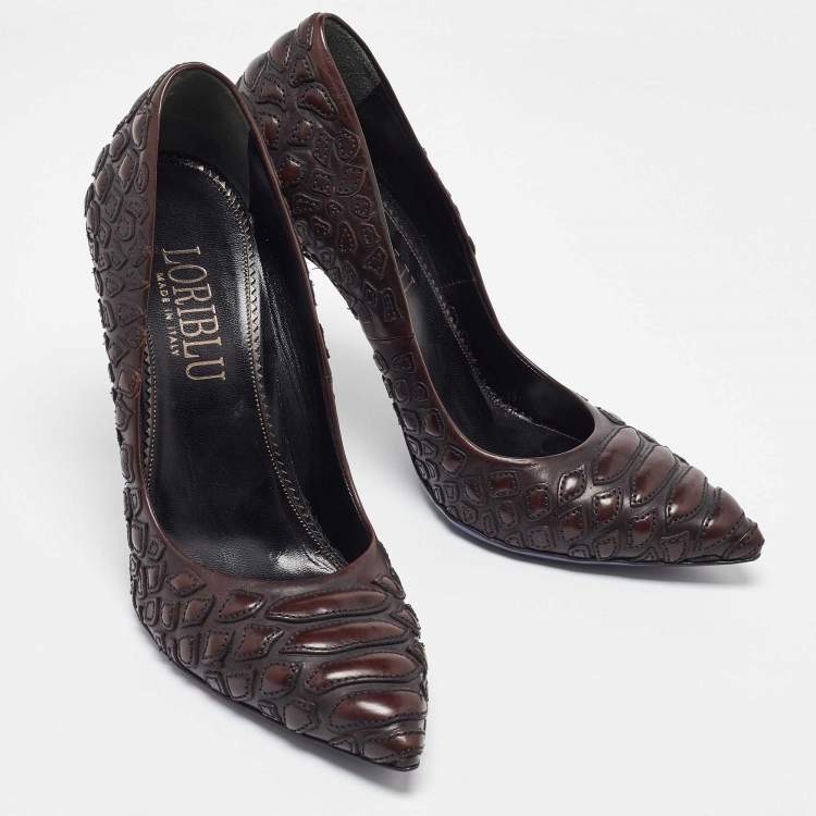 Pre Owned Loriblu Brown Leather Pointed Toe Pumps Size 38