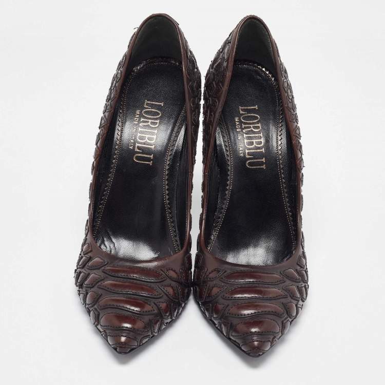 Pre Owned Loriblu Brown Leather Pointed Toe Pumps Size 38