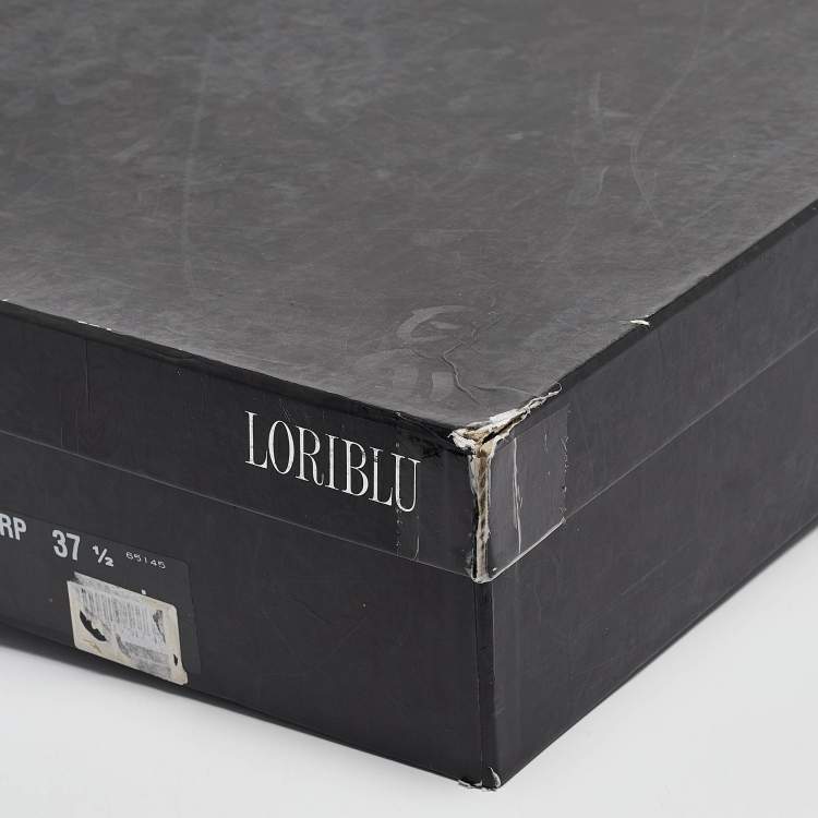 Pre Owned Loriblu Black Suede Cuff Embroidered Knee Length Boots Size 37.5