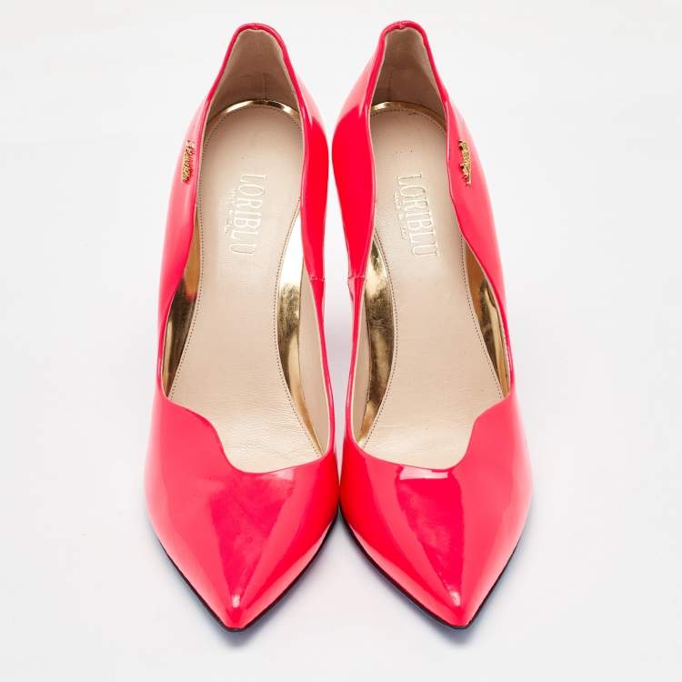 Pre Owned Loriblu Neon Pink Patent Leather Pointed Toe Pumps Size 39
