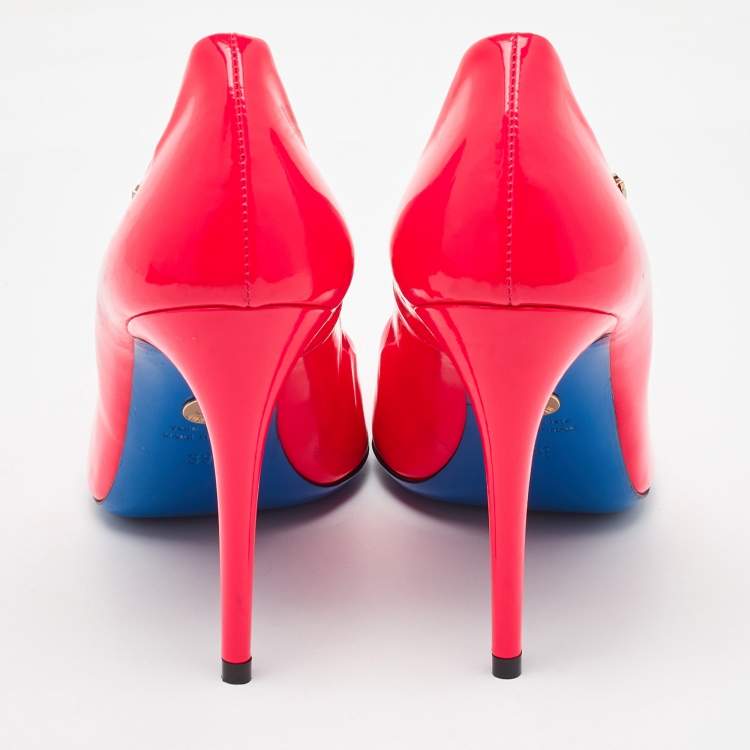 Pre Owned Loriblu Neon Pink Patent Leather Pointed Toe Pumps Size 39