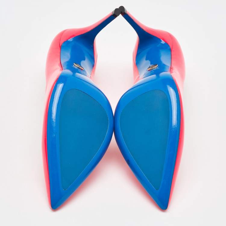 Pre Owned Loriblu Neon Pink Patent Leather Pointed Toe Pumps Size 39
