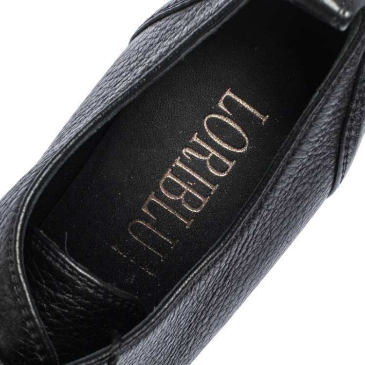 Pre Owned  Loriblu Black Leather Oxford Platform Booties Size 38