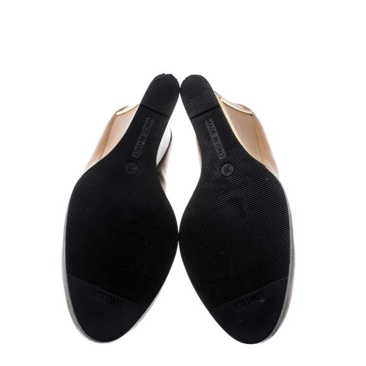 Pre Owned Loriblu Brown Leather Wedge Pumps Size 38