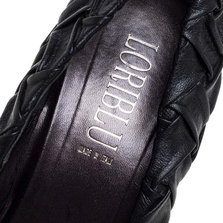 Pre Owned Loriblu Black Leather Round Toe Platform Pumps Size 40