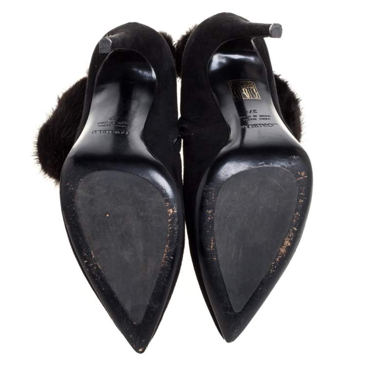 Pre Owned Loriblu Black Suede and Fur Boots Size 37