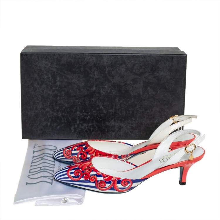 Pre Owned Loriblu Multicolor Patent Leather Slingback Sandals 36