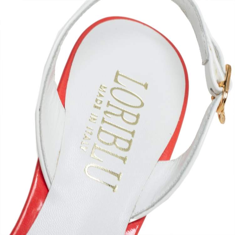 Pre Owned Loriblu Multicolor Patent Leather Slingback Sandals 36