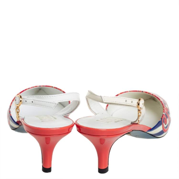 Pre Owned Loriblu Multicolor Patent Leather Slingback Sandals 36