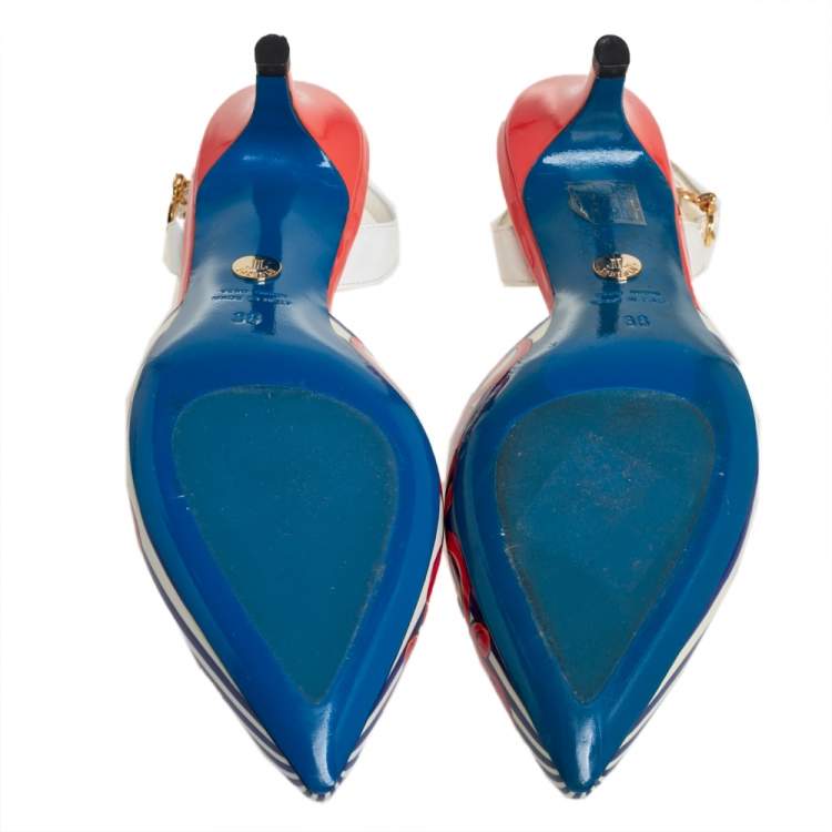 Pre Owned Loriblu Multicolor Patent Leather Slingback Sandals 36