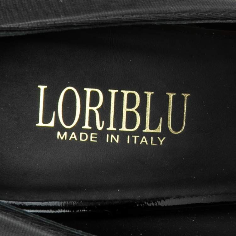 Pre Owned Loriblu Black Canvas Embellished Pointed Toe Pumps Size 41