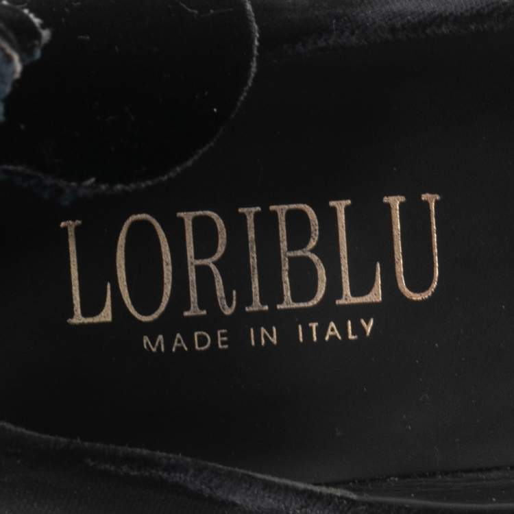 Pre Owned Loriblu Black Velvet Flower Applique Pumps Size 40