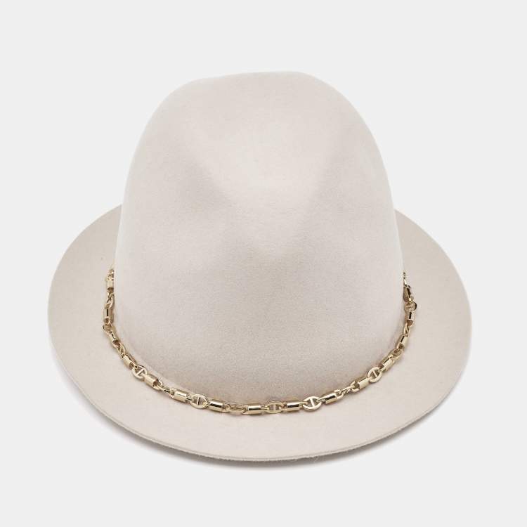 Pre Owned Loro Piana Beige Baby Cashmere and Lapin Felt Mirabel Panama Hat M