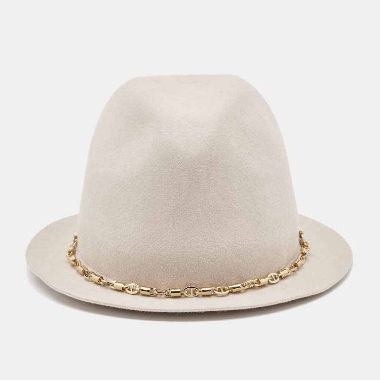 Pre Owned Loro Piana Beige Baby Cashmere and Lapin Felt Mirabel Panama Hat M