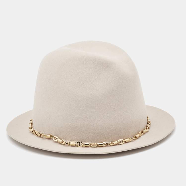 Pre Owned Loro Piana Beige Baby Cashmere and Lapin Felt Mirabel Panama Hat M
