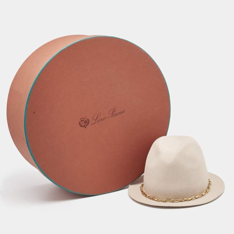Pre Owned Loro Piana Beige Baby Cashmere and Lapin Felt Mirabel Panama Hat M